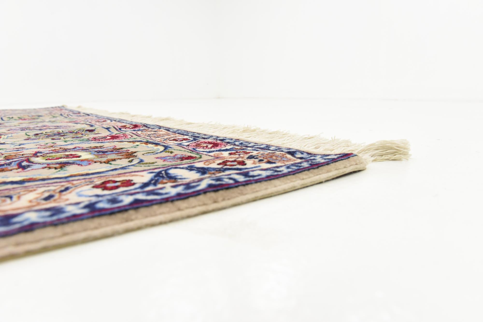 6' 7 x 6' 8 Hand Knotted Isfahan Persian Square Rug