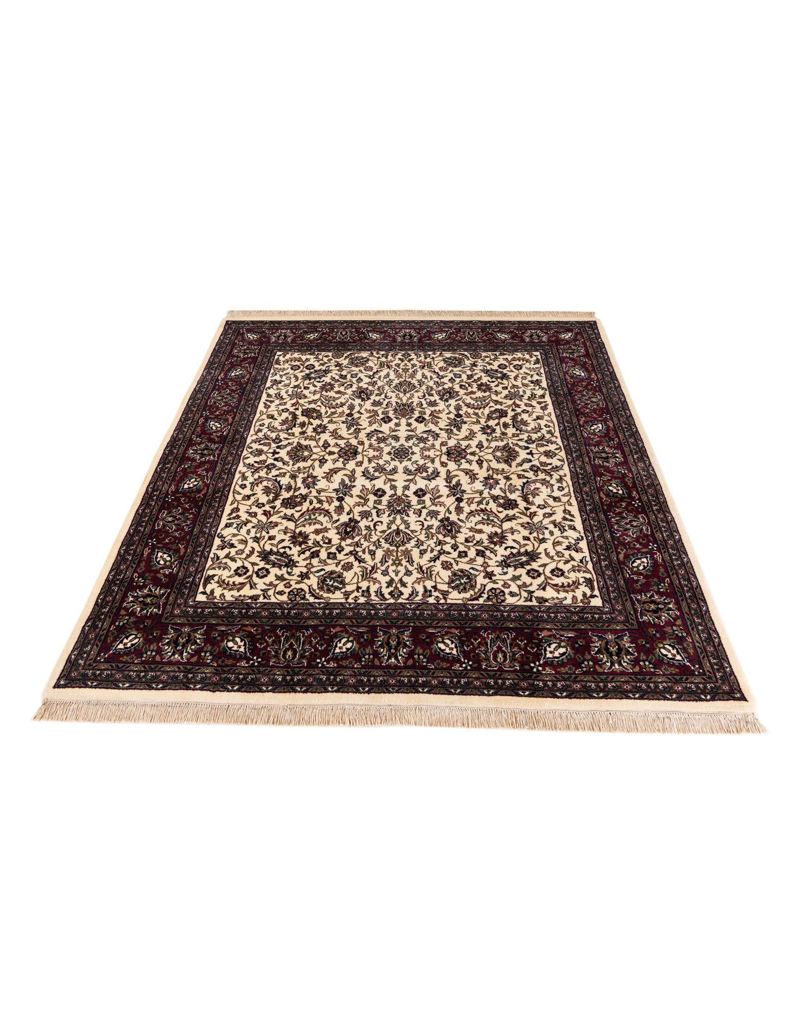 6' 2 x 7' 1 Hand Knotted Kashan Oriental Wool Square Rug