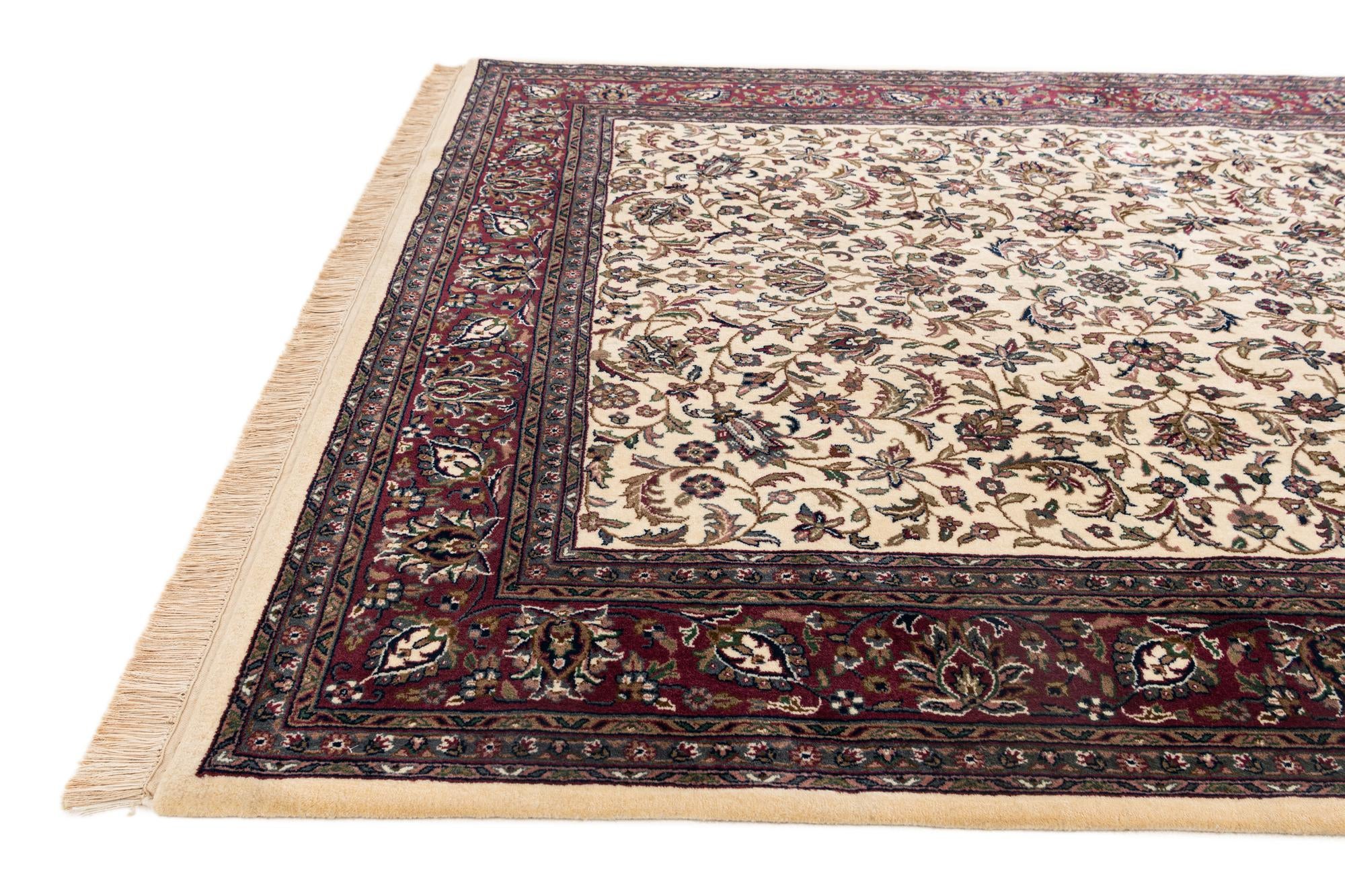 6' 2 x 7' 1 Hand Knotted Kashan Oriental Wool Square Rug
