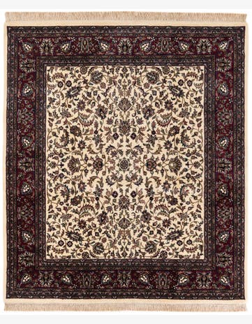 6' 2 x 7' 1 Hand Knotted Kashan Oriental Wool Square Rug