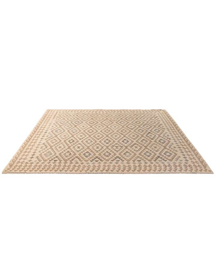 9' 9 x 10' 2 Hand Woven Kilim Maymana Wool Square Rug