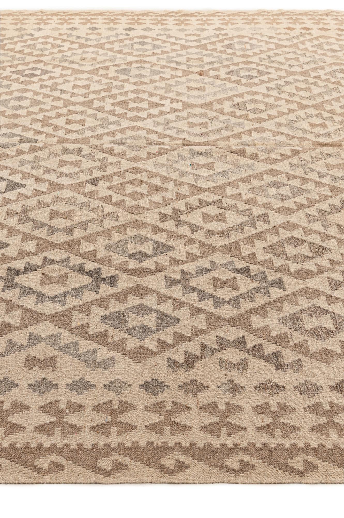 9' 9 x 10' 2 Hand Woven Kilim Maymana Wool Square Rug