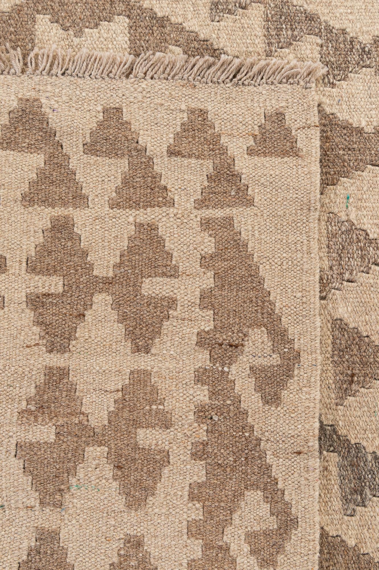 9' 9 x 10' 2 Hand Woven Kilim Maymana Wool Square Rug