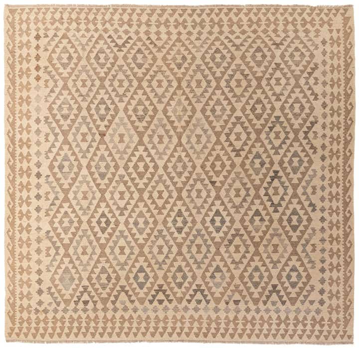 9' 9 x 10' 2 Hand Woven Kilim Maymana Wool Square Rug