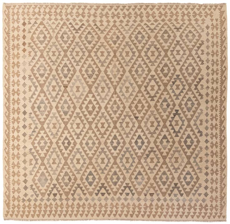 Detail image of 9' 9 x 10' 2 Hand Woven Kilim Maymana Wool Square Rug