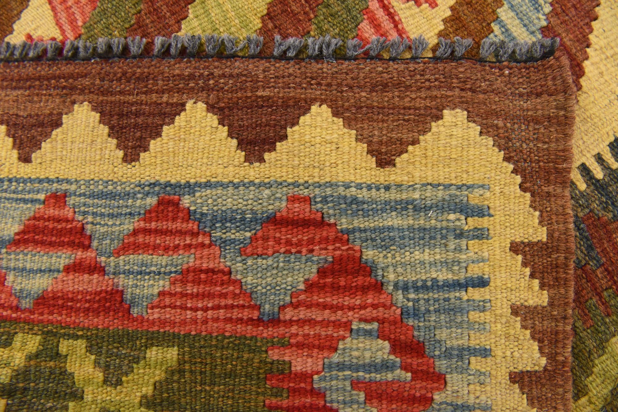 105cm x 110cm Tejido a mano Kilim Maymana Alfombra Lana Cuadrado