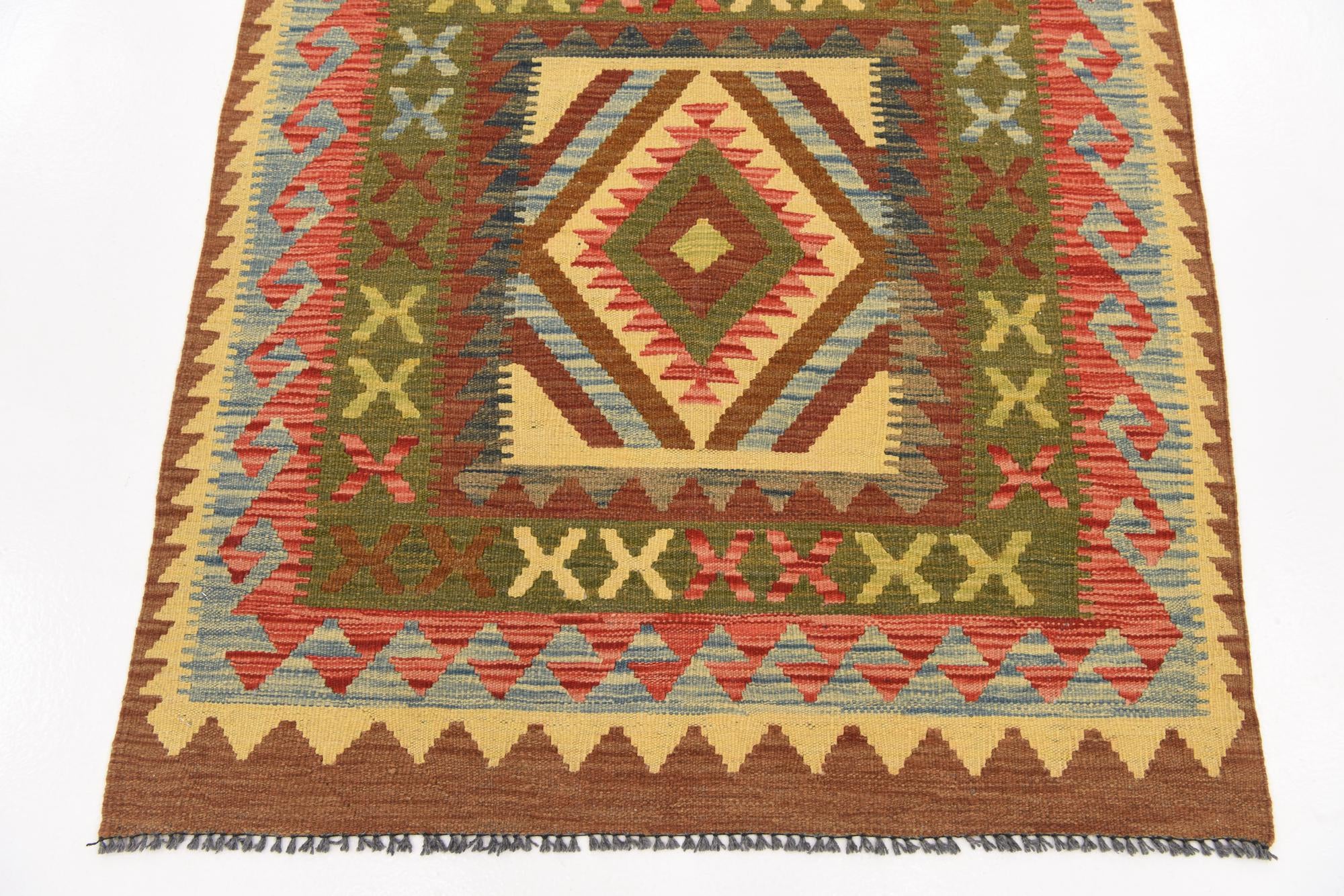 105cm x 110cm Tejido a mano Kilim Maymana Alfombra Lana Cuadrado