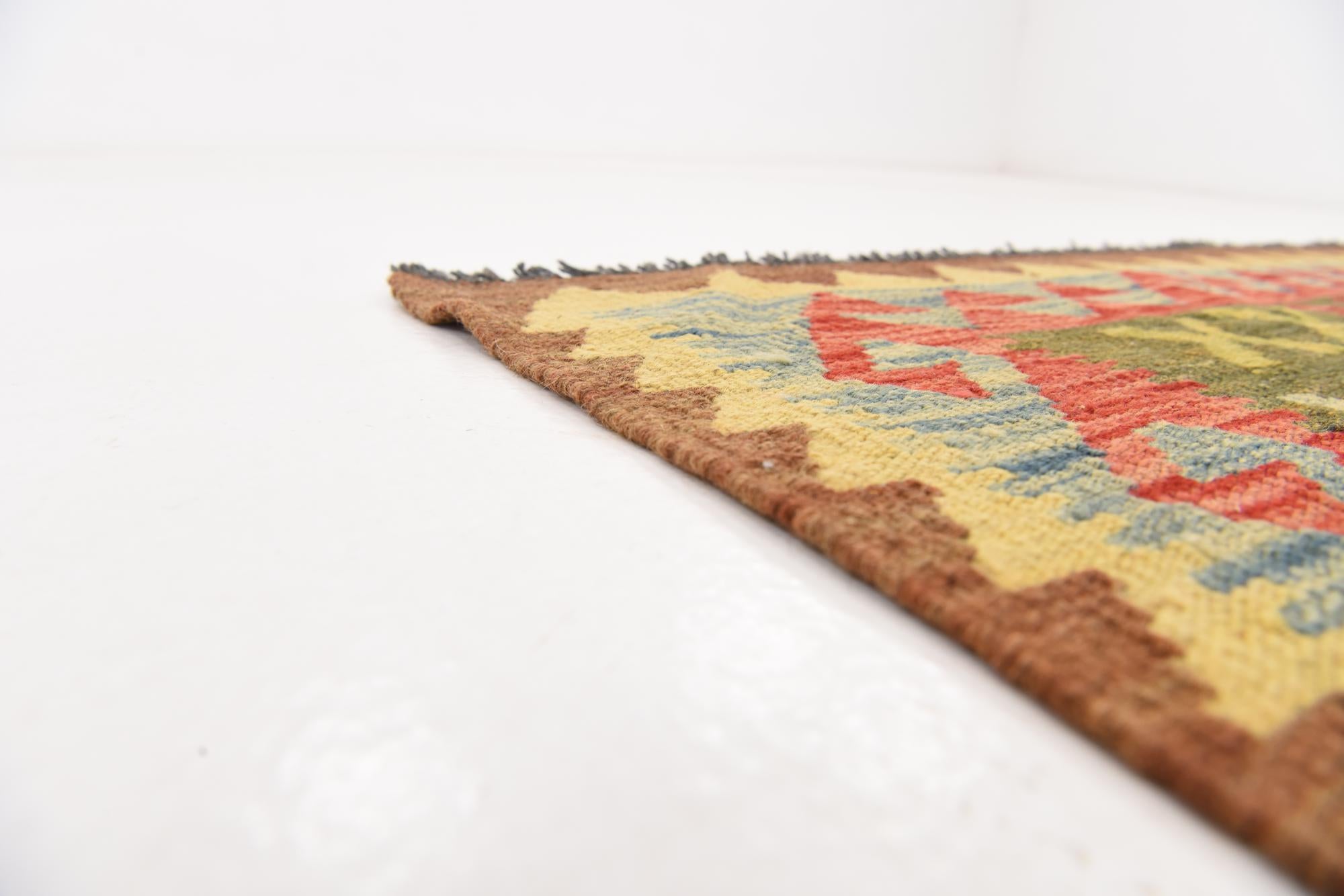 105cm x 110cm Tejido a mano Kilim Maymana Alfombra Lana Cuadrado