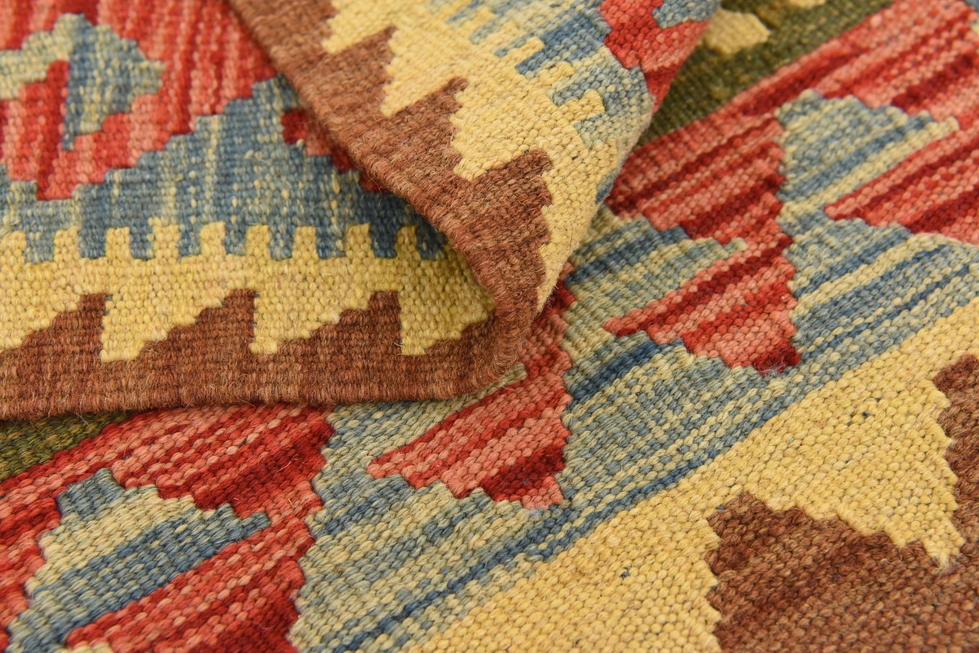 105cm x 110cm Tejido a mano Kilim Maymana Alfombra Lana Cuadrado