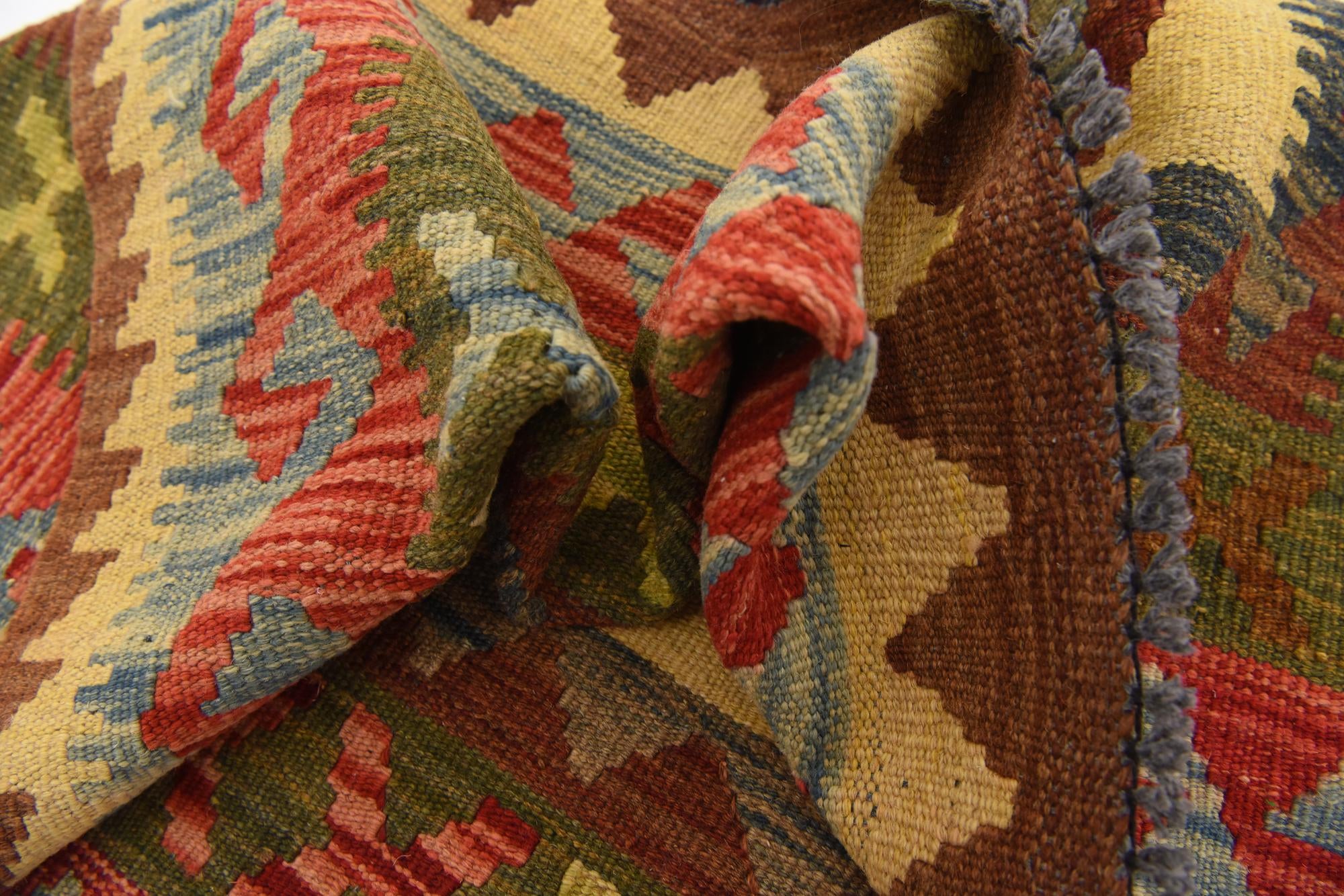 105cm x 110cm Tejido a mano Kilim Maymana Alfombra Lana Cuadrado