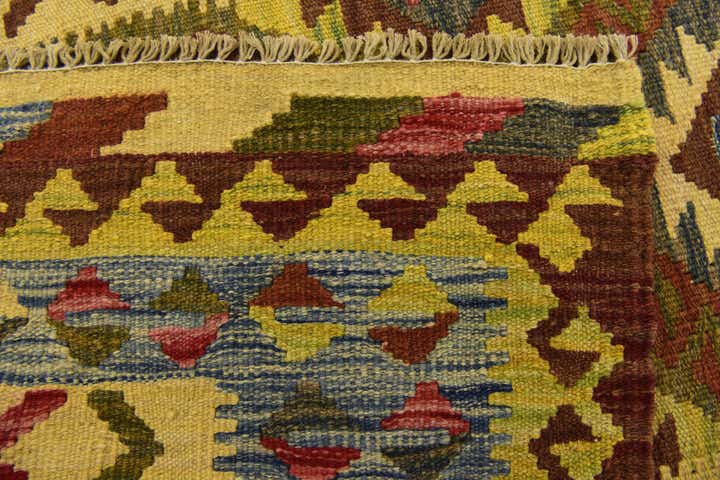 3' 2 x 3' 6 Hand Woven Kilim Maymana Wool Square Rug