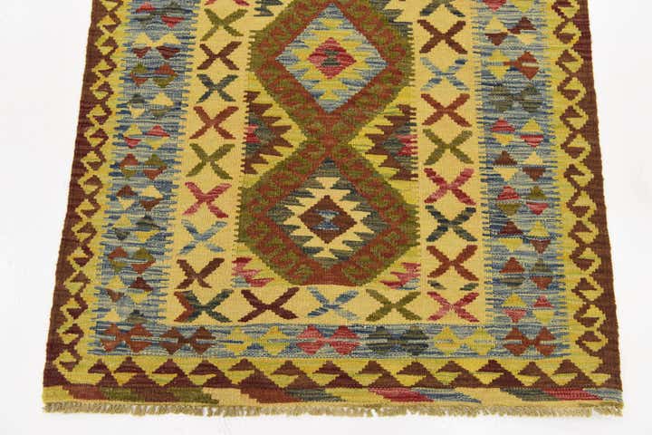 3' 2 x 3' 6 Hand Woven Kilim Maymana Wool Square Rug