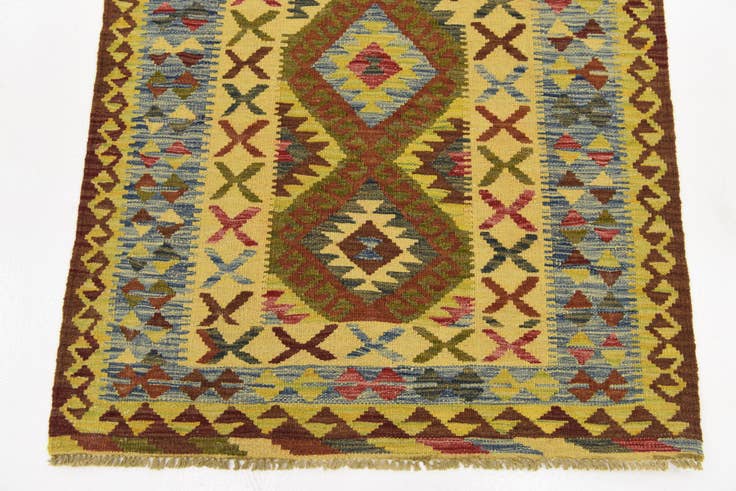Detail image of 3' 2 x 3' 6 Hand Woven Kilim Maymana Wool Square Rug