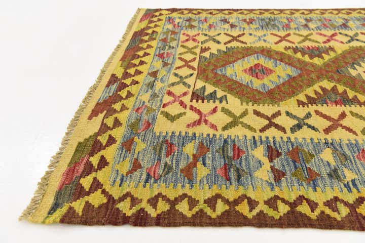 3' 2 x 3' 6 Hand Woven Kilim Maymana Wool Square Rug