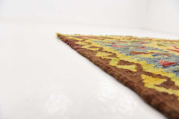 3' 2 x 3' 6 Hand Woven Kilim Maymana Wool Square Rug