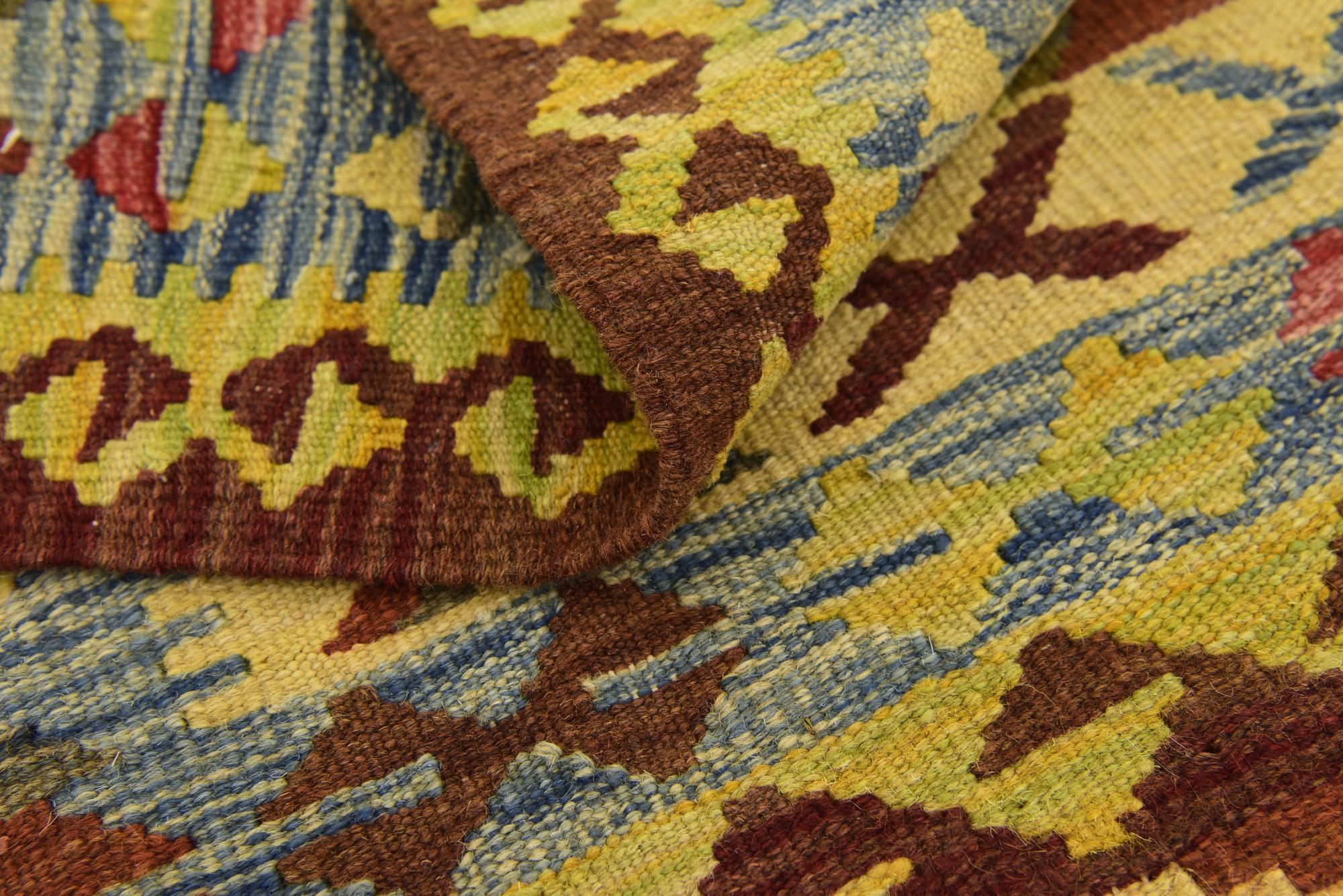 3' 2 x 3' 6 Hand Woven Kilim Maymana Wool Square Rug