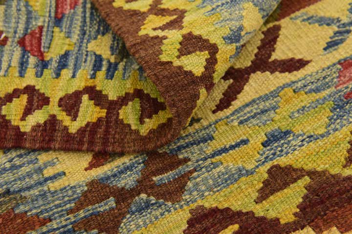 3' 2 x 3' 6 Hand Woven Kilim Maymana Wool Square Rug