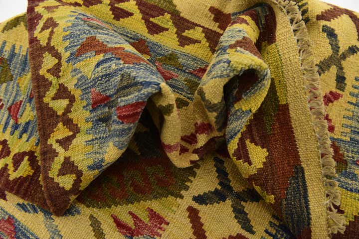 3' 2 x 3' 6 Hand Woven Kilim Maymana Wool Square Rug