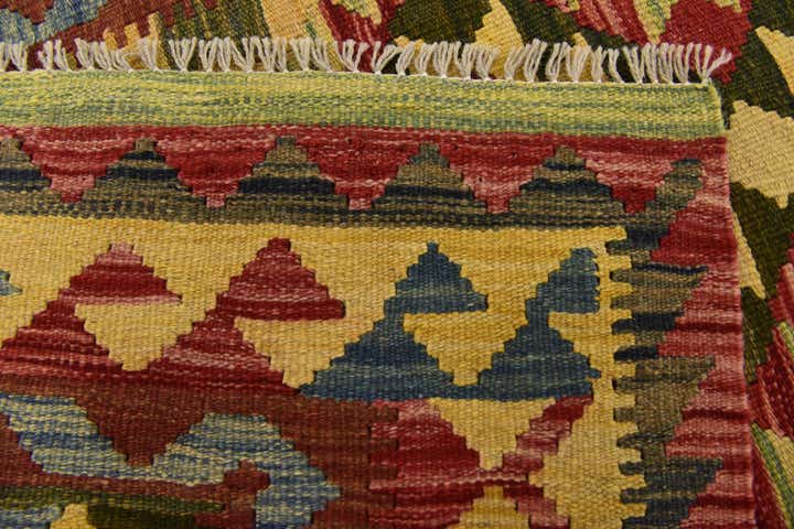3' 1 x 3' 7 Hand Woven Kilim Maymana Wool Square Rug