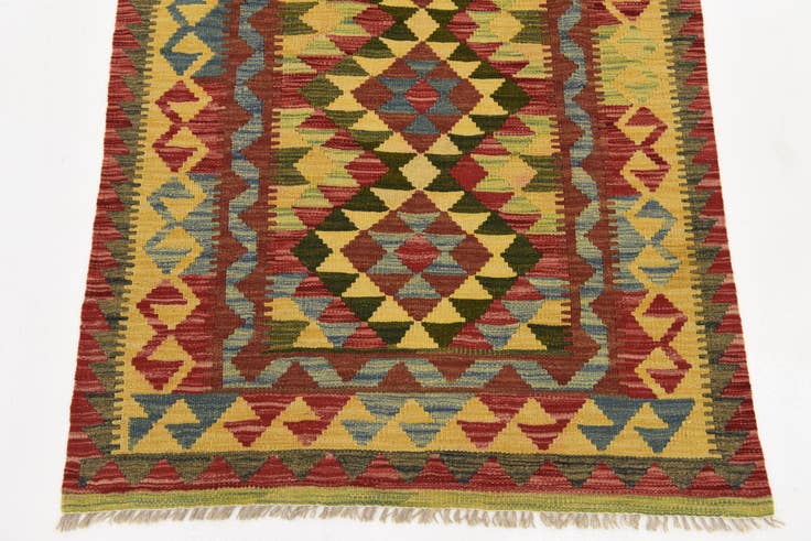 Detail image of 3' 1 x 3' 7 Hand Woven Kilim Maymana Wool Square Rug