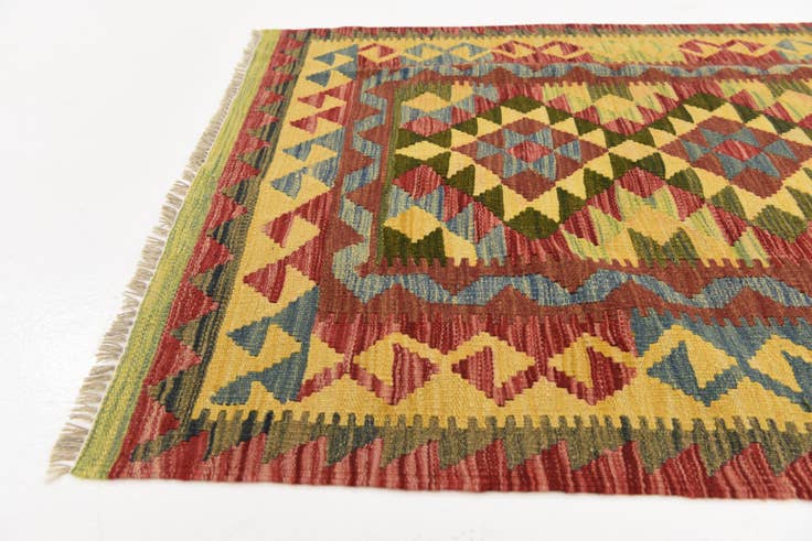 Detail image of 3' 1 x 3' 7 Hand Woven Kilim Maymana Wool Square Rug