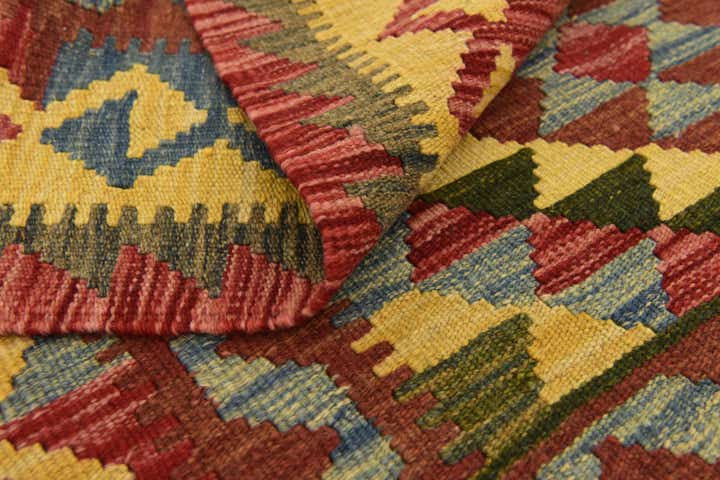 3' 1 x 3' 7 Hand Woven Kilim Maymana Wool Square Rug