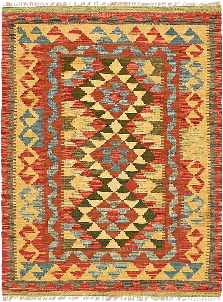 3' 1 x 3' 7 Hand Woven Kilim Maymana Wool Square Rug