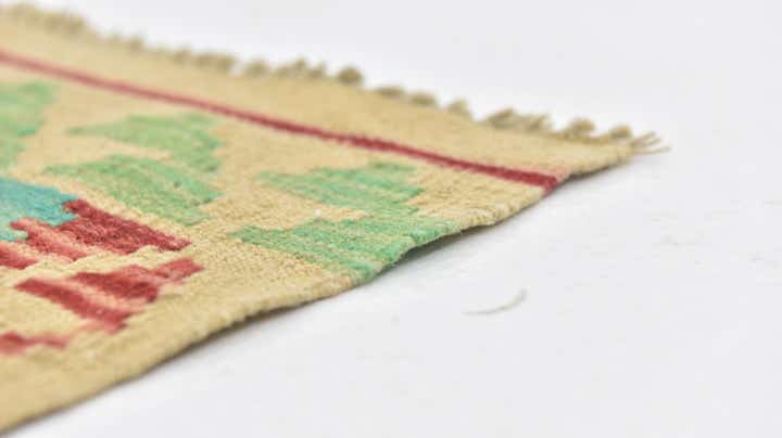 6' x 7' 9 Hand Woven Kilim Maymana Wool Square Rug