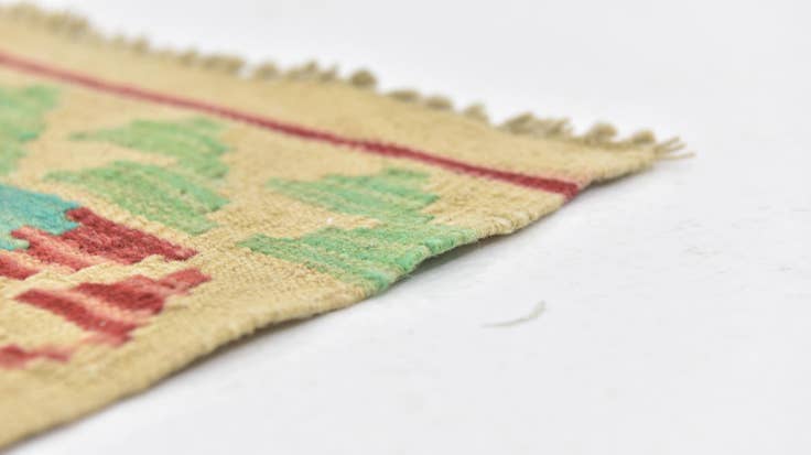 Detail image of 6' x 7' 9 Hand Woven Kilim Maymana Wool Square Rug