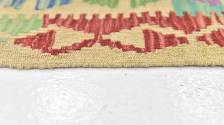 Detail image of 6' x 7' 9 Hand Woven Kilim Maymana Wool Square Rug