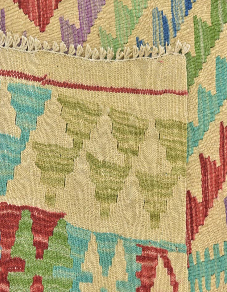 Detail image of 6' x 7' 9  Hand Woven Kilim Maymana Wool Square Rug