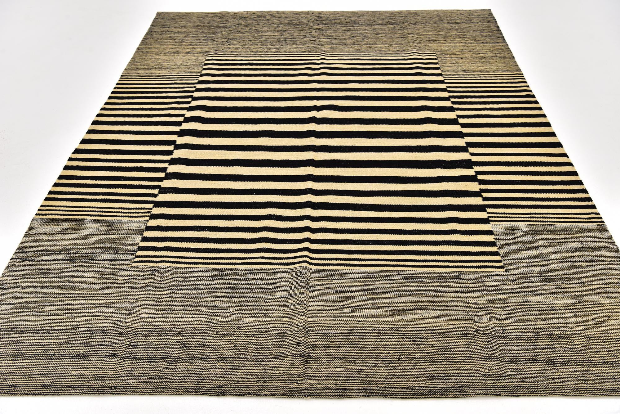 6' x 7' 6 Hand Woven Kilim Modern Wool Square Rug