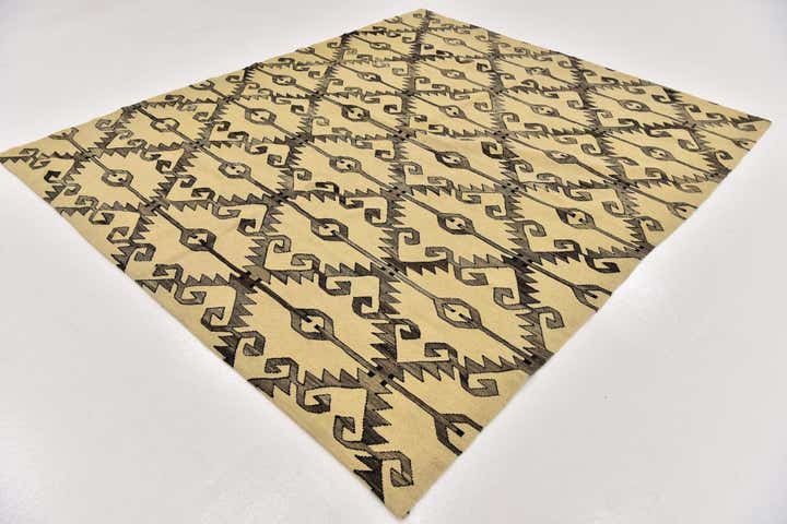 6' 4 x 7' 6 Hand Woven Kilim Modern Wool Square Rug