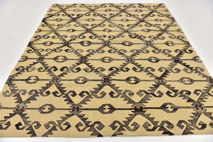 6' 4 x 7' 6 Hand Woven Kilim Modern Wool Square Rug