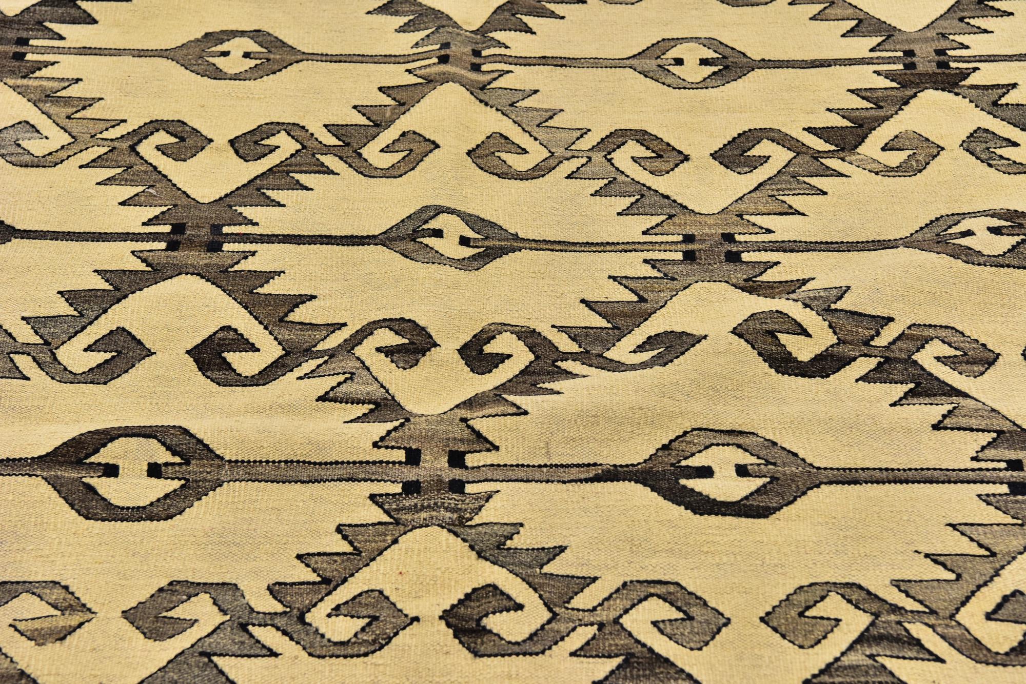 6' 4 x 7' 6 Hand Woven Kilim Modern Wool Square Rug