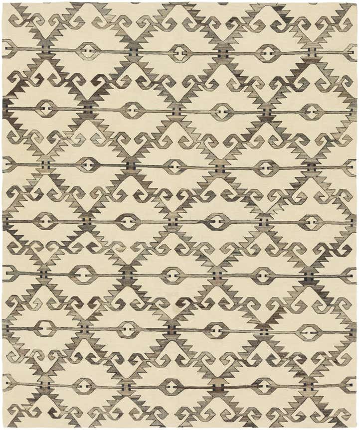 6' 4 x 7' 6 Hand Woven Kilim Modern Wool Square Rug