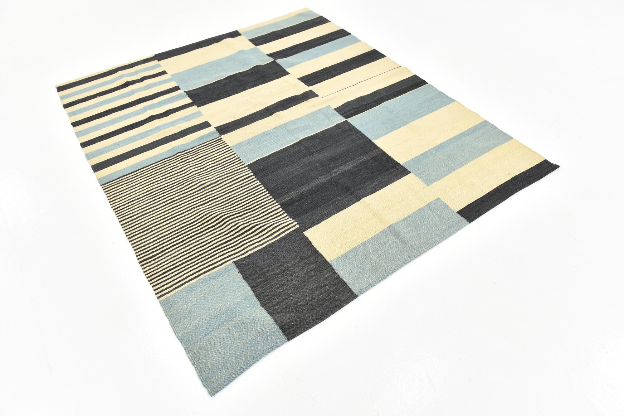 5' 6 x 6' 4 Hand Woven Kilim Modern Wool Square Rug