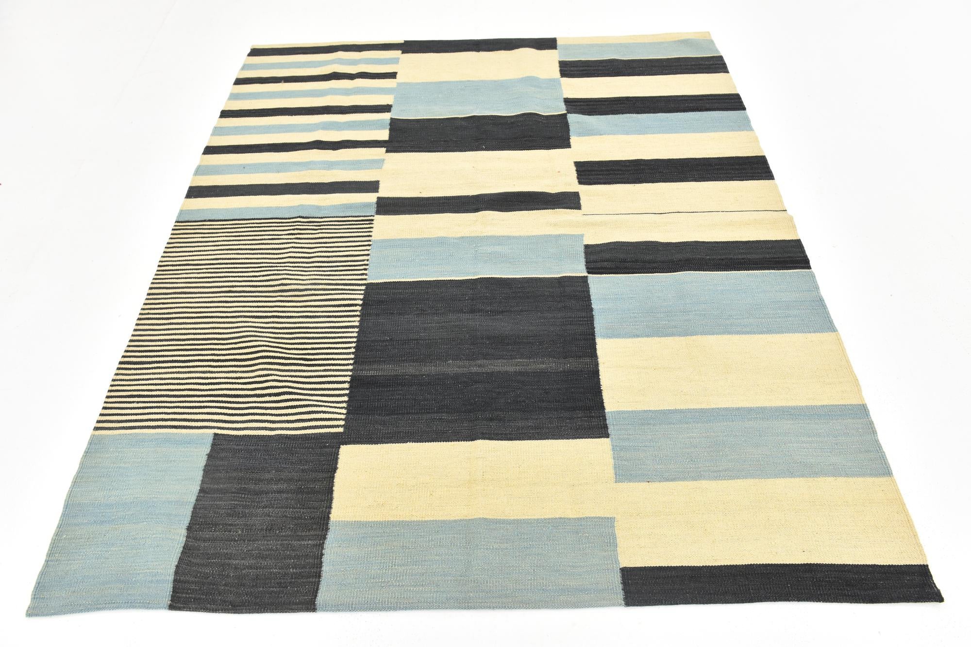 5' 6 x 6' 4 Hand Woven Kilim Modern Wool Square Rug