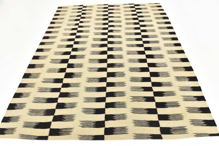 6' 2 x 7' 7 Hand Woven Kilim Modern Wool Square Rug