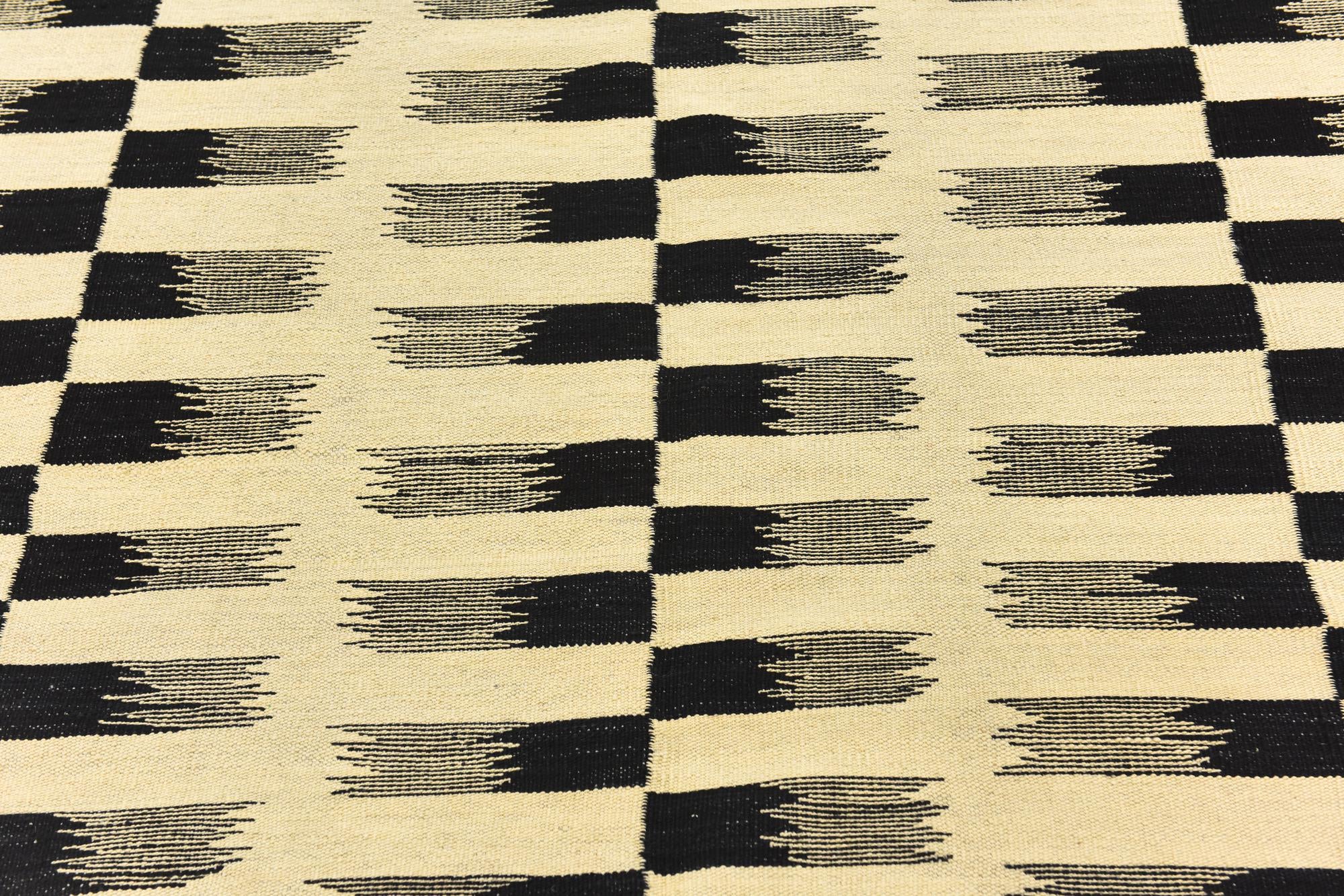 6' 2 x 7' 7 Hand Woven Kilim Modern Wool Square Rug
