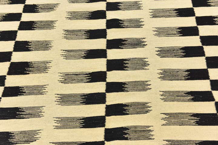 6' 2 x 7' 7 Hand Woven Kilim Modern Wool Square Rug