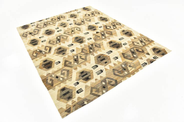 Detail image of 6' x 7' 3 Hand Woven Kilim Modern Wool Square Rug