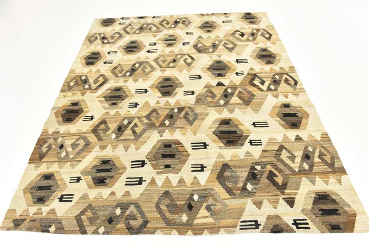6' x 7' 3 Hand Woven Kilim Modern Wool Square Rug