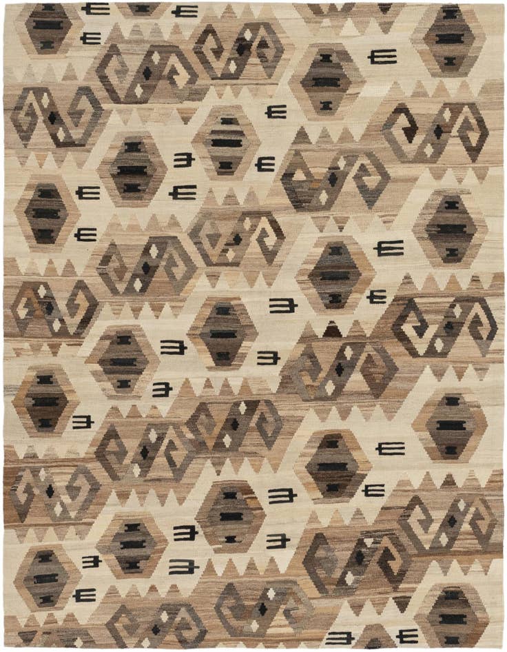 Detail image of 6' x 7' 3 Hand Woven Kilim Modern Wool Square Rug