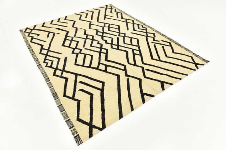 6' x 7' 4 Hand Woven Kilim Modern Wool Square Rug