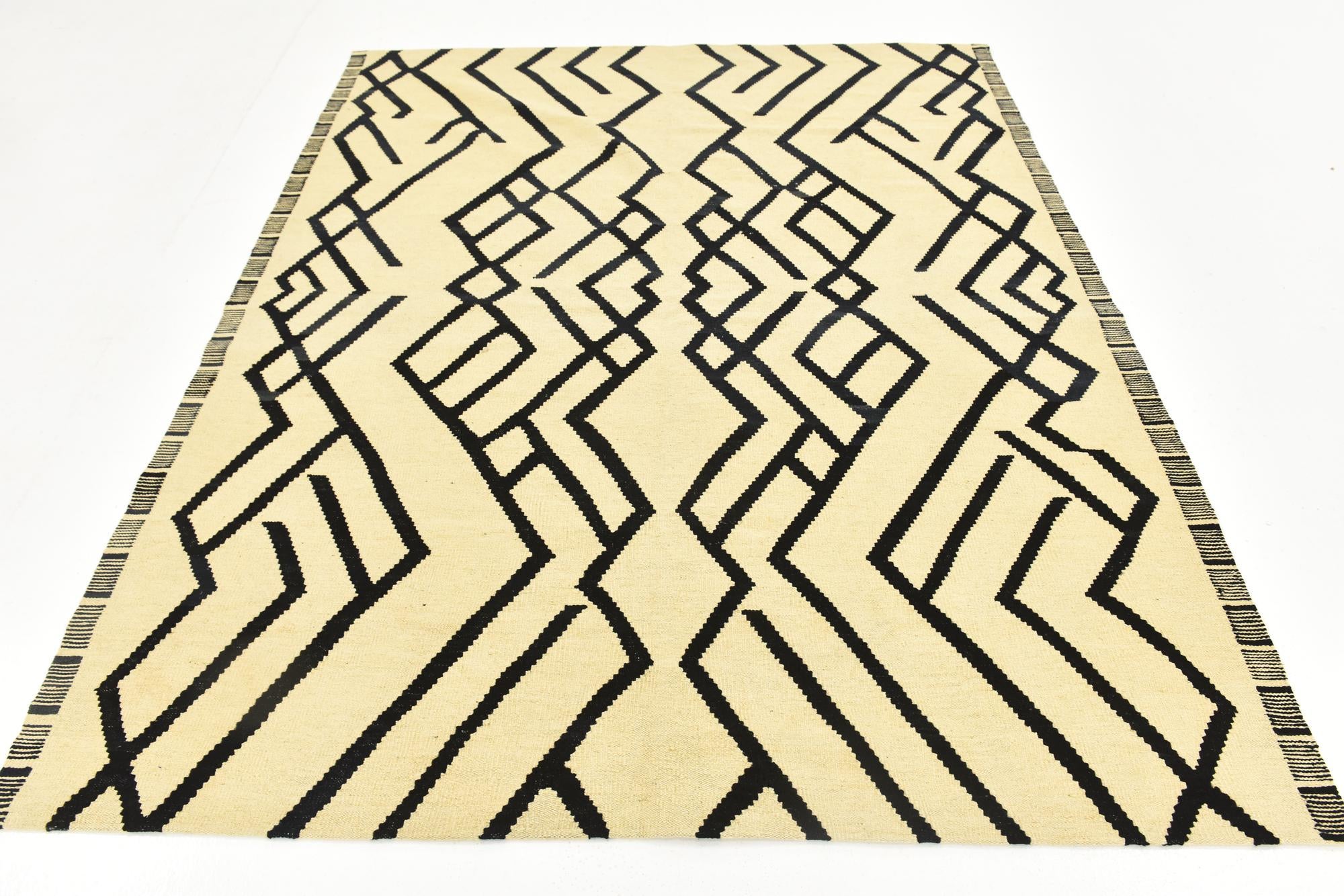 6' x 7' 4 Hand Woven Kilim Modern Wool Square Rug