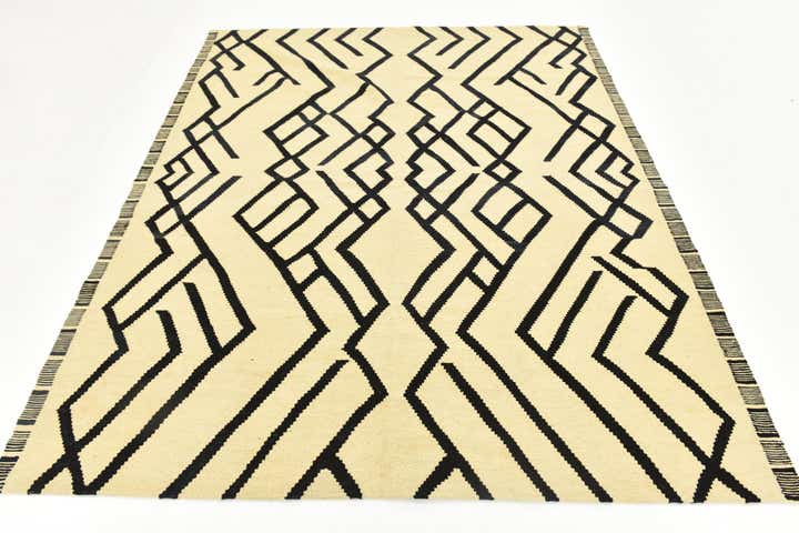 6' x 7' 4 Hand Woven Kilim Modern Wool Square Rug