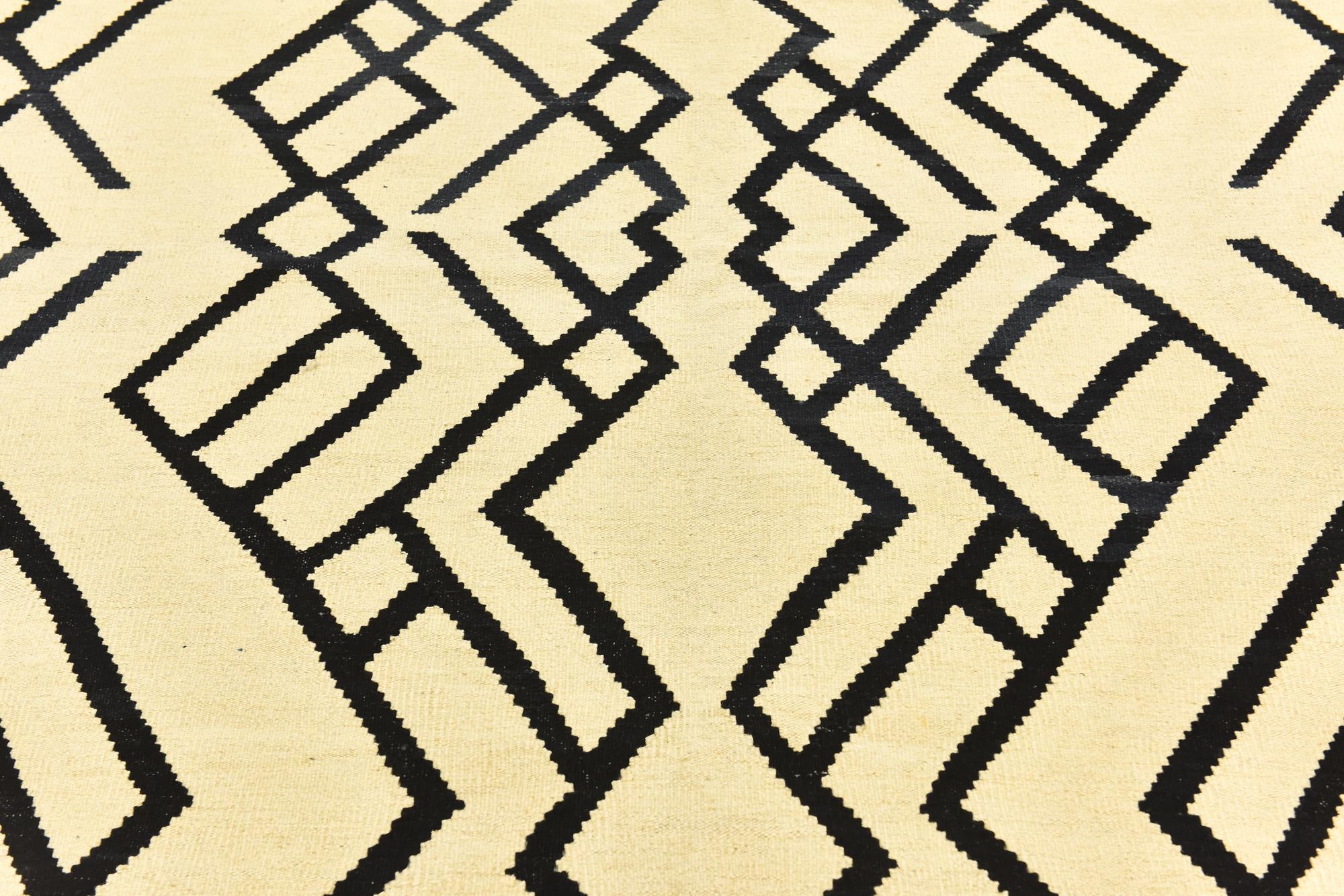 6' x 7' 4 Hand Woven Kilim Modern Wool Square Rug