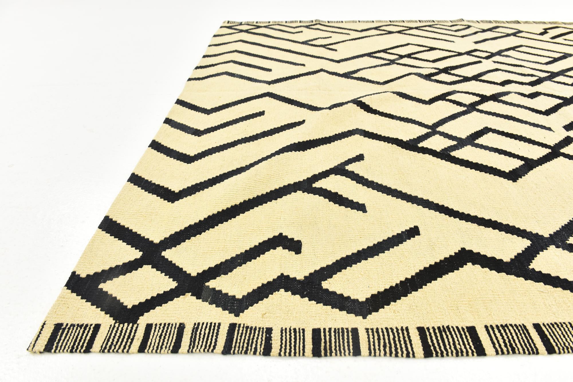 6' x 7' 4 Hand Woven Kilim Modern Wool Square Rug