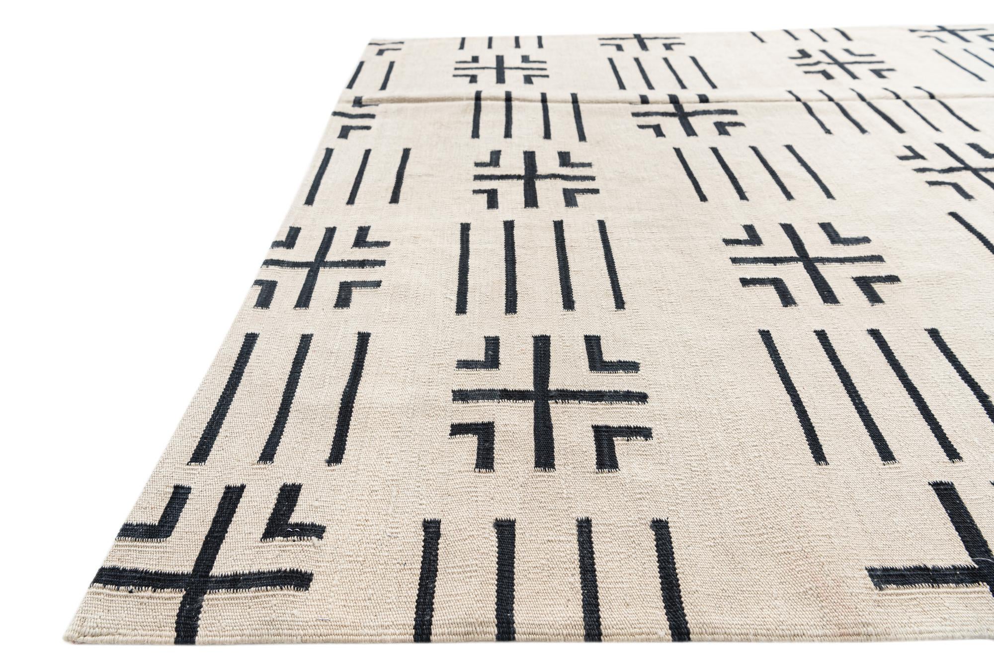 5' 3 x 6' 6 Hand Woven Kilim Modern Wool Square Rug